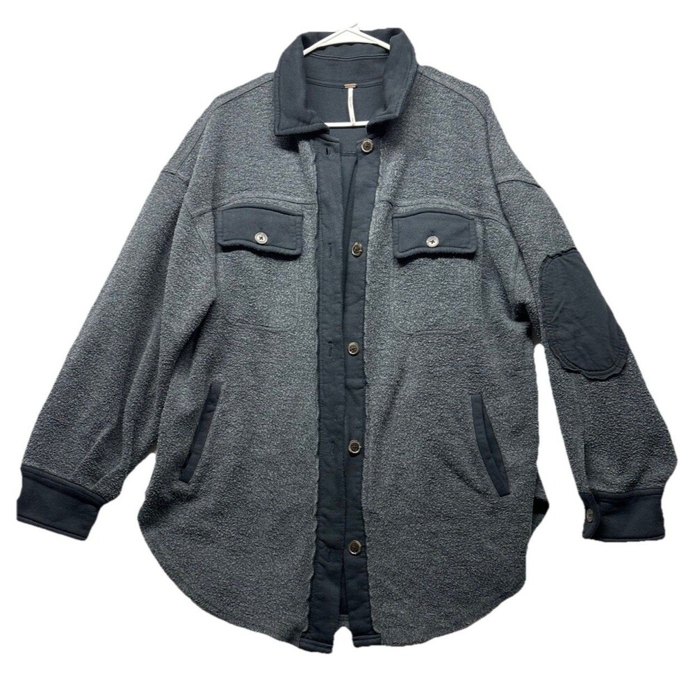 Free People Ruby Jacket Small Incense Black Gray Fleece Shacket Size Small